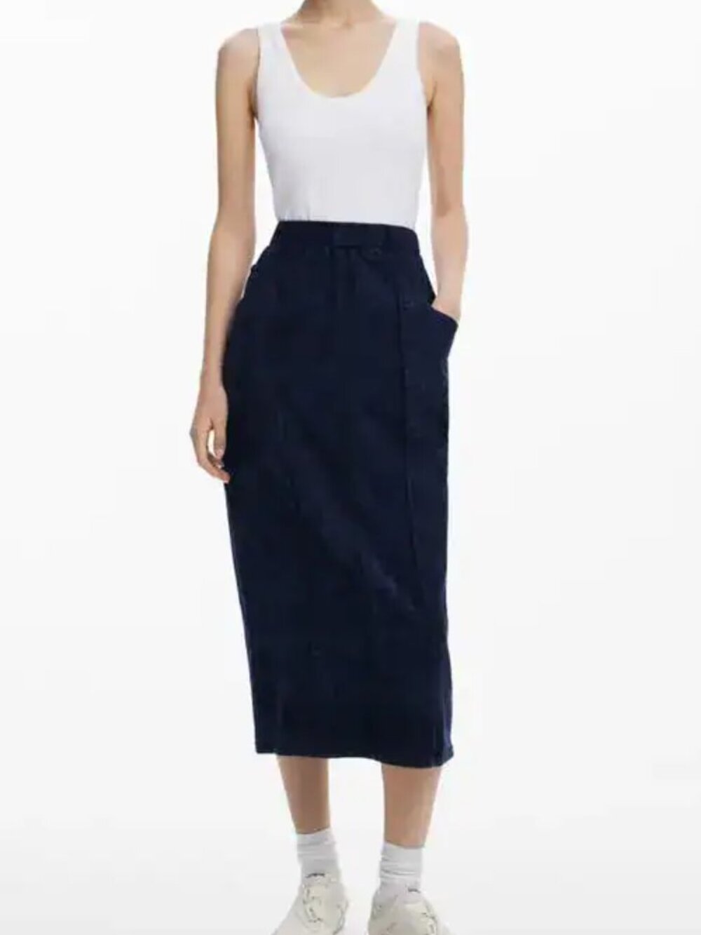 Desigual White Tank Dress with Denim Skirt. Sz: XL
